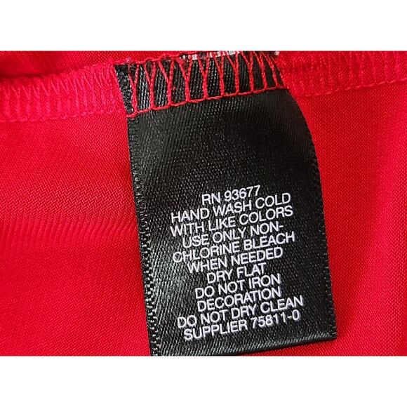 LIZ CLAIBORNE Red Liquid Knit Top Jeweled Keyhole Neckline Size XL OX - Picture 10 of 11